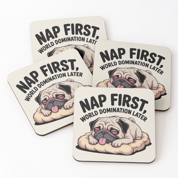 Item preview, Nap First, World Domination Later - Funny Lazy Pug Sticker designed and sold by Arthoughts.