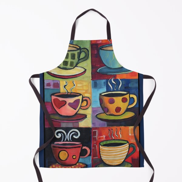Item preview, Colorful Coffee Cups Grid Featuring Unique Patterns and Rising Steam Against a Vibrant Background designed and sold by OlfactoART Studio.