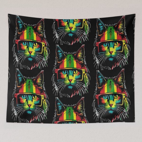 Item preview, Rastafarian Cat: A Vibrant Fusion of Music and Feline Style designed and sold by KoliBabb.