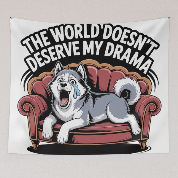 Item preview,  The World Doesn't Deserve My Drama - Funny Dramatic Husky Sticker  designed and sold by Arthoughts.