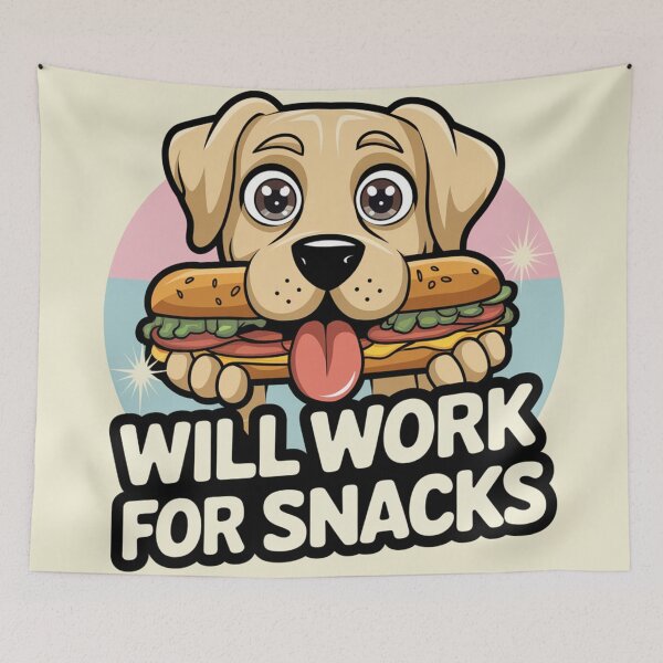 Item preview, Will Work For Snacks - Cute Hungry Dog Sticker  designed and sold by Arthoughts.