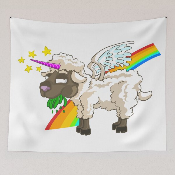 Item preview, A legendary creature the winged unicorn sheep in front of a beautiful rainbow designed and sold by fifou96.