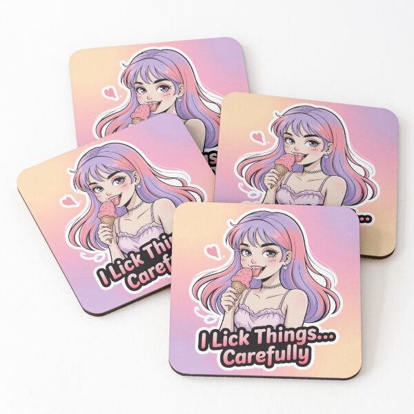Item preview,  I Lick Things… Carefully - Flirty Cute Anime Girl Sticker designed and sold by Arthoughts.