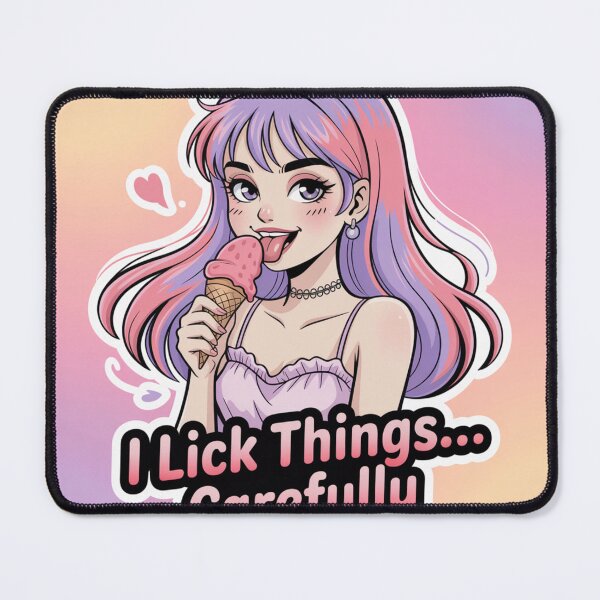 Item preview,  I Lick Things… Carefully - Flirty Cute Anime Girl Sticker designed and sold by Arthoughts.