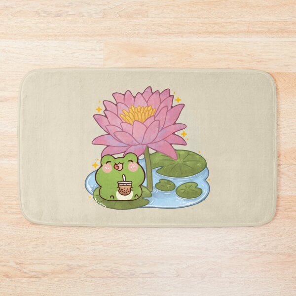 Item preview, Cute Frog Drinking Boba in Lotus Pond designed and sold by NasDoodleArt.