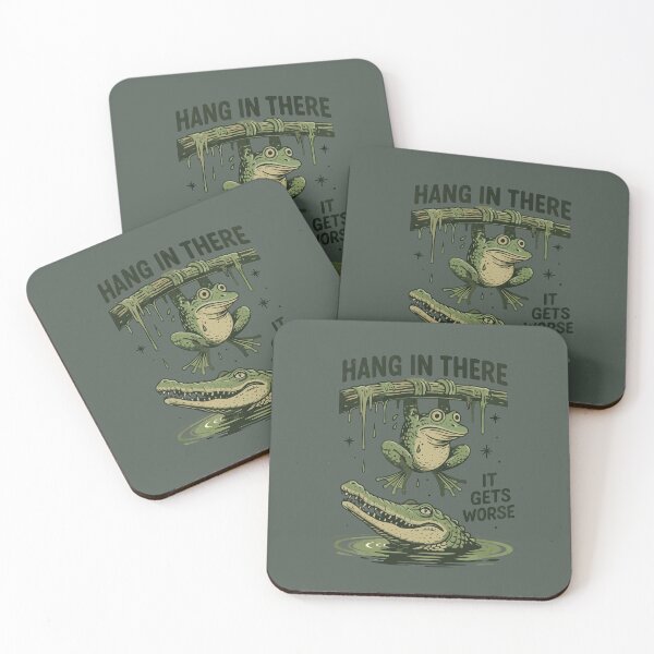 Item preview, Cute Product-Joke Frog and Crocodile- HANG IN THERE IT GETS WORSE designed and sold by Gadget80.