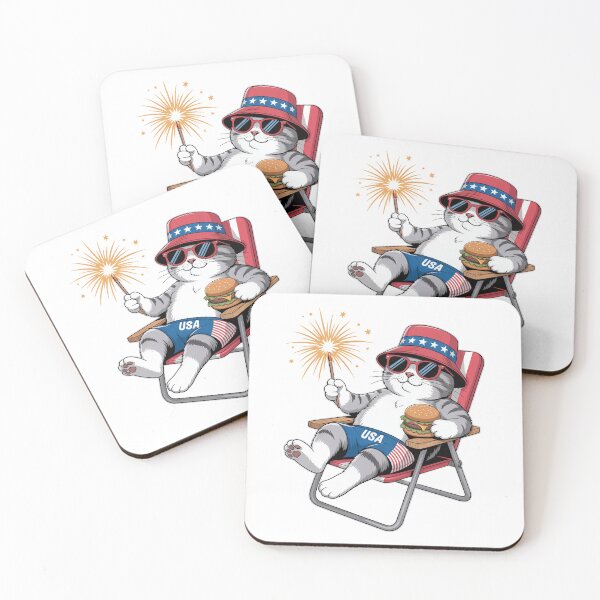 Item preview, Patriotic Cat with Sparkler Chill USA Design	 designed and sold by Vexel Studio.