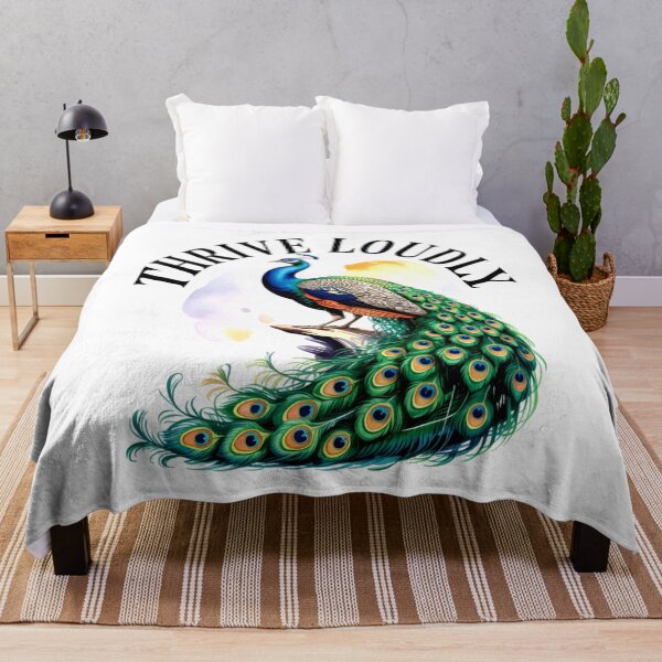 Item preview, Thrive Loudly Peacock with Flowing Feathers designed and sold by Bliss Find And Design.