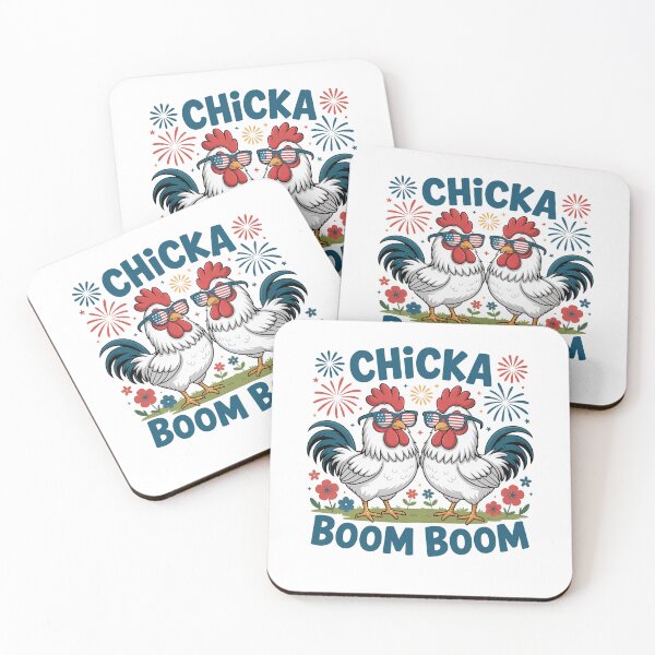 Artikelvorschau, Chicka Boom Boom Patriotisches Hühnerdesign entworfen und verkauft von Vexel Studio.