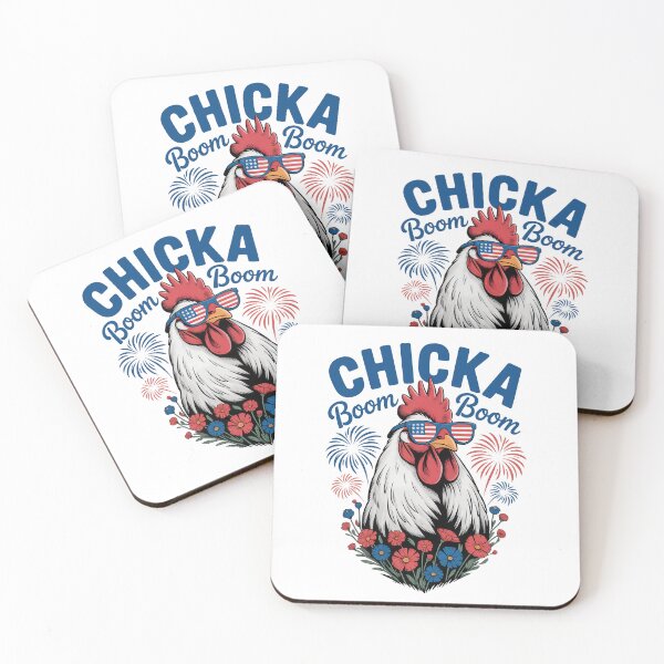 Artikelvorschau, Chicka Boom Boom Patriotisches Hühnerdesign entworfen und verkauft von Vexel Studio.