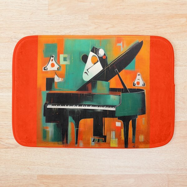 Artikelvorschau, Abstrakte Flügelharmonie - Kräftige orange und blaugrüne geometrische Kunst mit minimalistischen Gesichtern entworfen und verkauft von OlfactoART Studio.