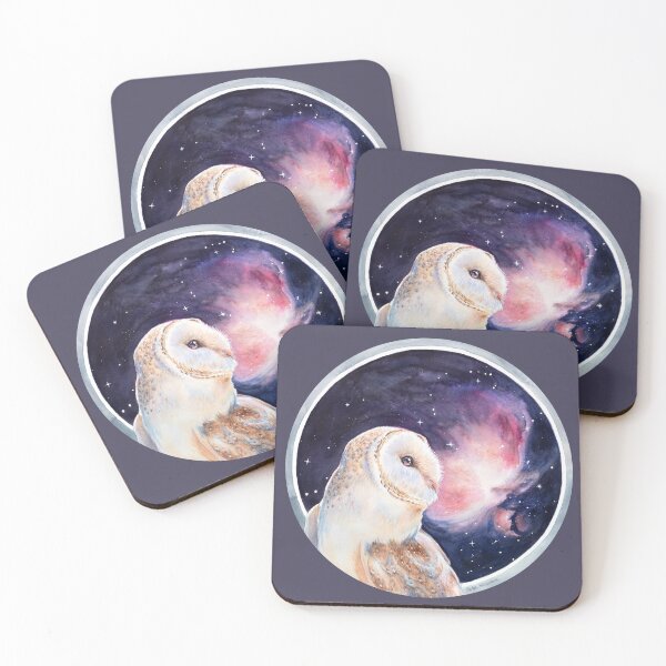 Item preview, Orion Nebula Owl watercolour - circle version designed and sold by Nadya Neklioudova.