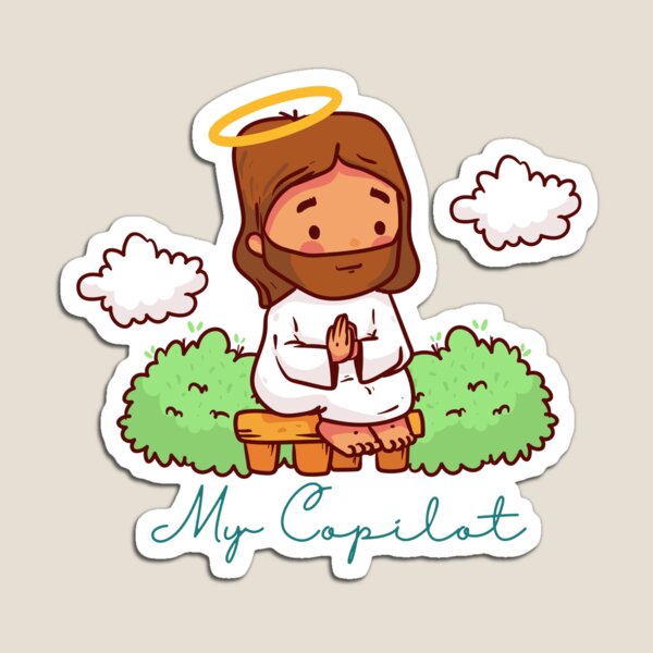 Aperçu de l'œuvre Autocollant « Jésus est mon copilote » – Design inspiré de GitHub Copilot, IA, Microsoft, OpenAI, ChatGPT créée et vendue par PopGlue.