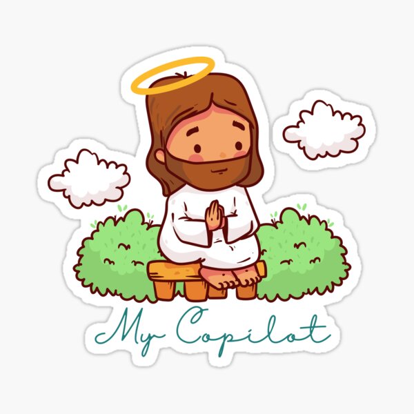 Aperçu de l'œuvre Autocollant « Jésus est mon copilote » – Design inspiré de GitHub Copilot, IA, Microsoft, OpenAI, ChatGPT créée et vendue par PopGlue.