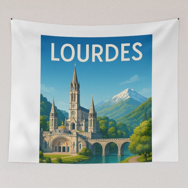 Item preview, Sanctuary of Our Lady of Lourdes by River Gave, France designed and sold by Aryabek.