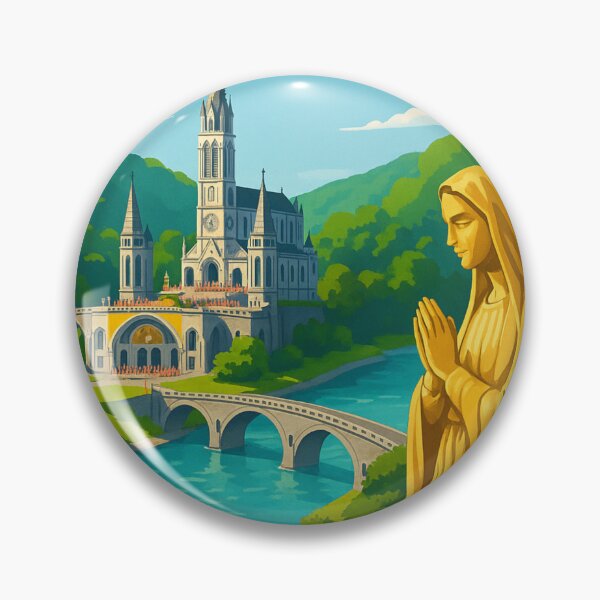 Item preview, Lourdes Sanctuary with Statue of Virgin Mary, France designed and sold by Aryabek.