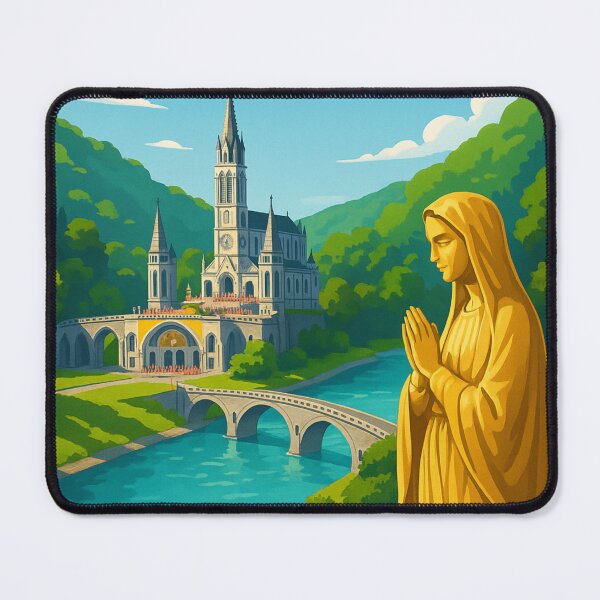 Item preview, Lourdes Sanctuary with Statue of Virgin Mary, France designed and sold by Aryabek.