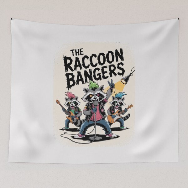 Item preview, The Raccoon Bangers Punk Rock Band – Funny Raccoon for Punk Fans designed and sold by paulo silveira.