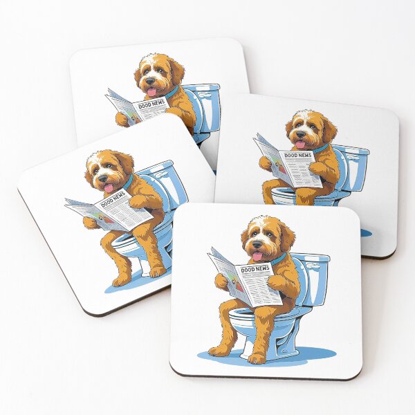 Item preview, Funny Bernedoodle on Toilet Cartoon – Human-Like Dog Humor designed and sold by Fredster1966.