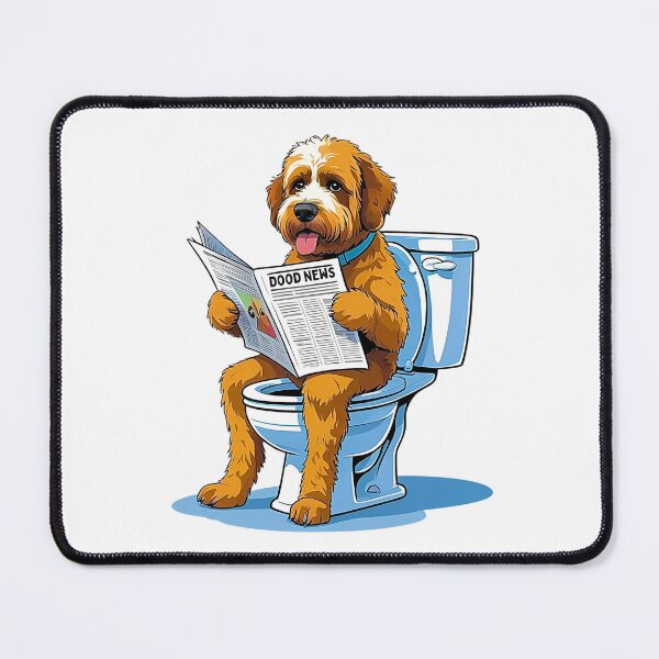Item preview, Funny Bernedoodle on Toilet Cartoon – Human-Like Dog Humor designed and sold by Fredster1966.