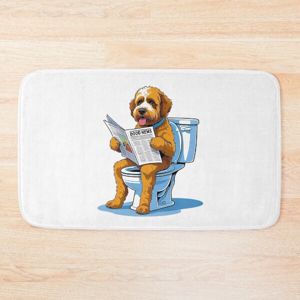 Item preview, Funny Bernedoodle on Toilet Cartoon – Human-Like Dog Humor designed and sold by Fredster1966.