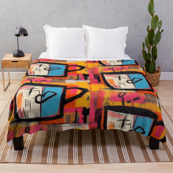 Item preview, Bold Abstract Coffee Delight - Vibrant Cup Art with Energetic Orange Pink and Blue Hues designed and sold by OlfactoART Studio.