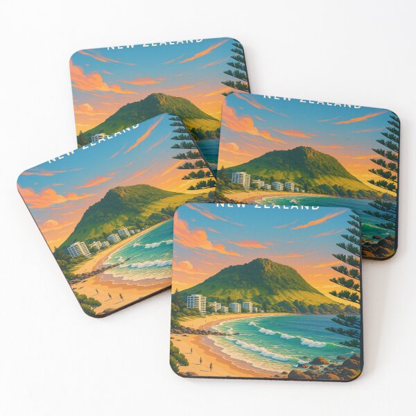 Item preview, Tauranga Beachfront and Mount Maunganui at Sunset designed and sold by Aryabek.