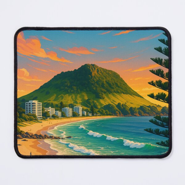 Item preview, Tauranga Beachfront and Mount Maunganui at Sunset designed and sold by Aryabek.