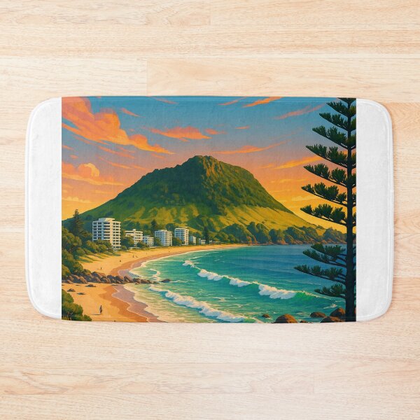 Item preview, Tauranga Beachfront and Mount Maunganui at Sunset designed and sold by Aryabek.