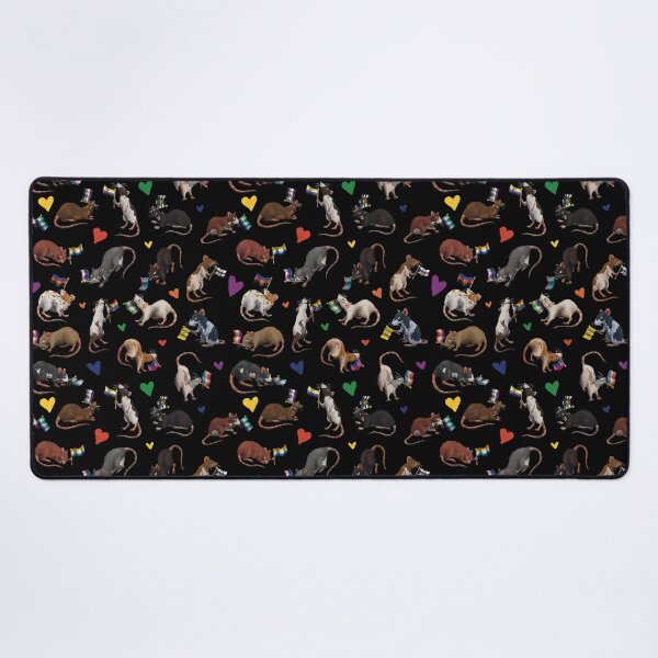 Item preview, Pride rat parade (black background) designed and sold by RootSpellStudio.