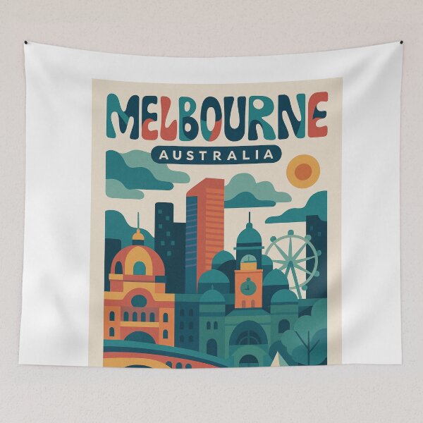 Item preview, Melbourne Cityscape with Flinders Street Station and Yarra River designed and sold by Aryabek.