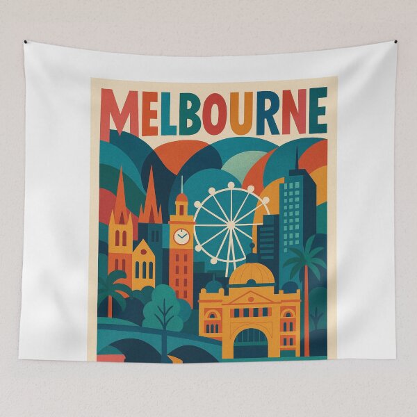 Item preview, Melbourne Skyline with Flinders Street and Melbourne Star designed and sold by Aryabek.