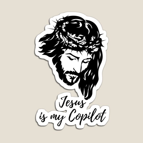 Aperçu de l'œuvre Autocollant « Jésus est mon copilote » – Design inspiré de GitHub Copilot, IA, Microsoft, OpenAI, ChatGPT créée et vendue par PopGlue.