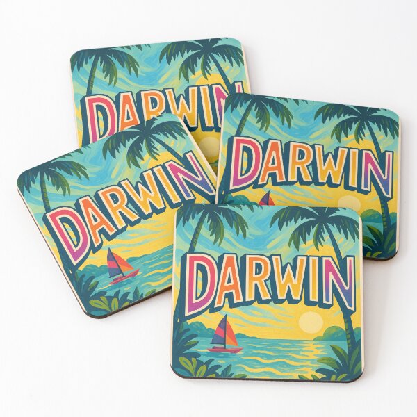 Item preview, Sunset Over Darwin Harbour with Palm Trees and Sailboat designed and sold by Aryabek.