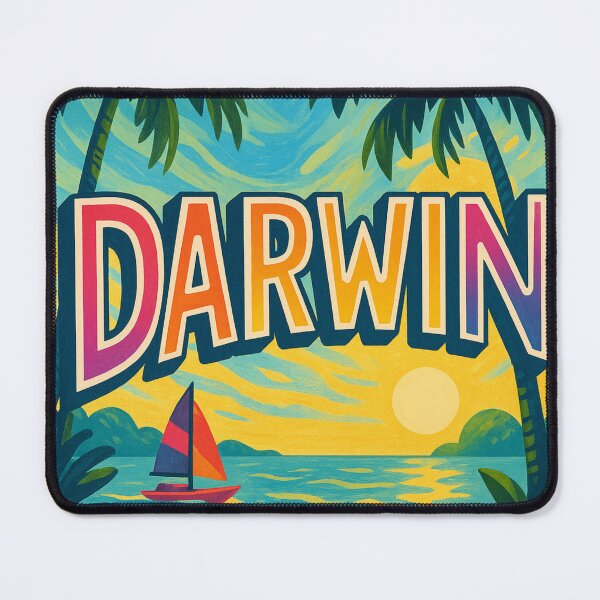 Item preview, Sunset Over Darwin Harbour with Palm Trees and Sailboat designed and sold by Aryabek.