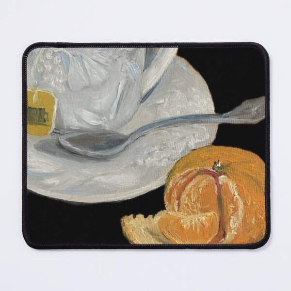 Item preview, Tea and Citrus teacup & orange still life oil painting designed and sold by ArtByAMReisig.
