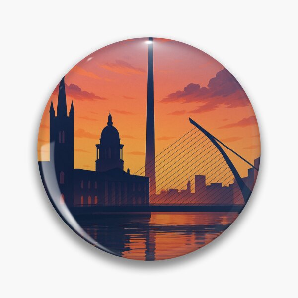 Item preview, Dublin City Skyline Sunset with Samuel Beckett Bridge and Spire designed and sold by Aryabek.