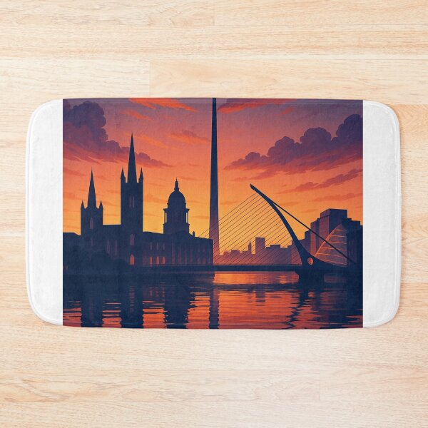 Item preview, Dublin City Skyline Sunset with Samuel Beckett Bridge and Spire designed and sold by Aryabek.