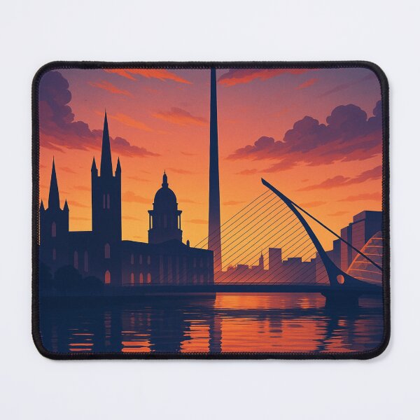 Item preview, Dublin City Skyline Sunset with Samuel Beckett Bridge and Spire designed and sold by Aryabek.