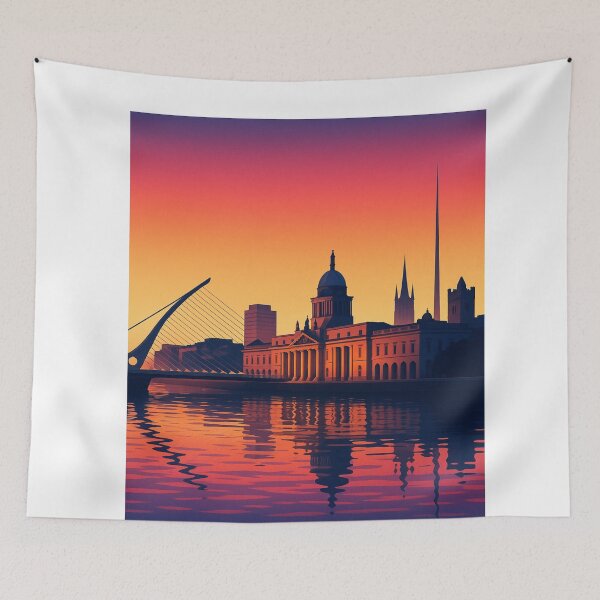 Item preview, Dublin Skyline Waterfront with Custom House and River Liffey at Dusk designed and sold by Aryabek.