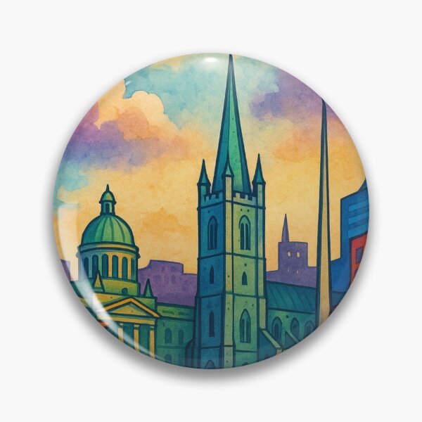 Item preview, Colorful Dublin Skyline with River Liffey and Landmarks designed and sold by Aryabek.