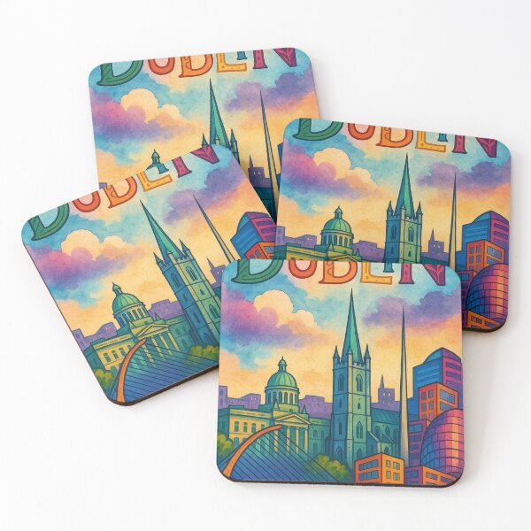 Item preview, Colorful Dublin Skyline with River Liffey and Landmarks designed and sold by Aryabek.