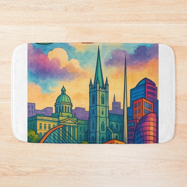 Item preview, Colorful Dublin Skyline with River Liffey and Landmarks designed and sold by Aryabek.