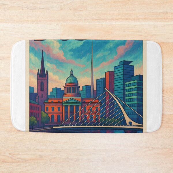 Item preview, Dublin Skyline Cityscape with Custom House and River Reflections designed and sold by Aryabek.