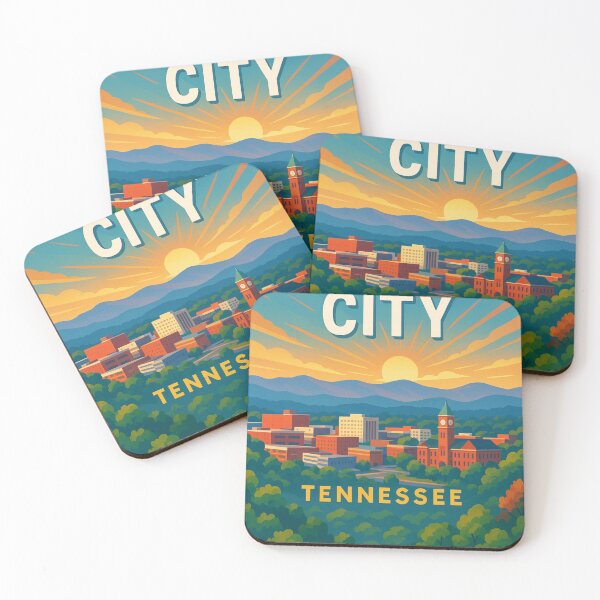 Item preview, Johnson City Skyline with Clocktower and Mountain Sunrise designed and sold by Aryabek.