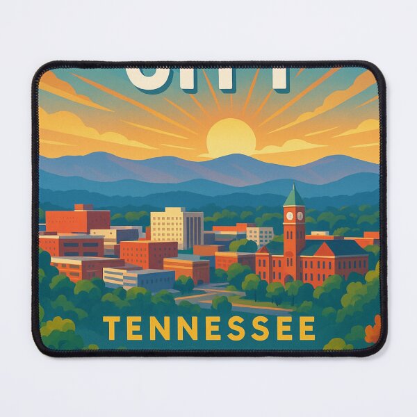 Item preview, Johnson City Skyline with Clocktower and Mountain Sunrise designed and sold by Aryabek.