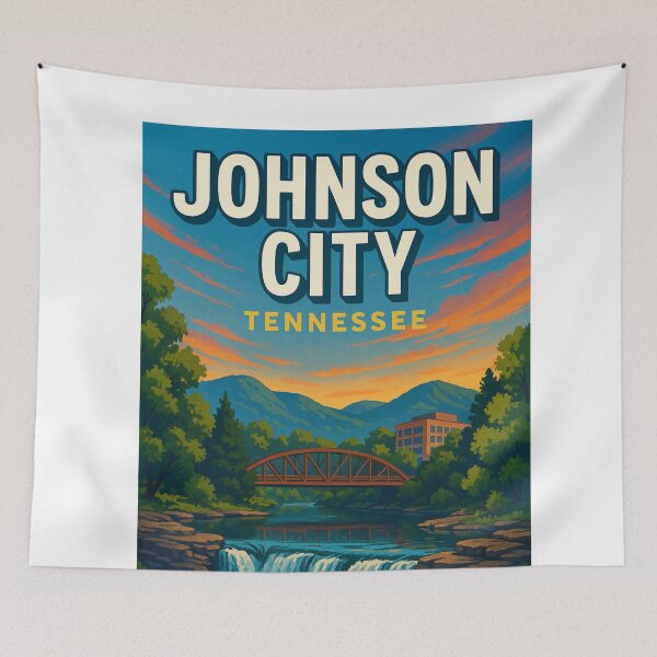 Item preview, Johnson City Waterfall and Mountain Sunset, Tennessee designed and sold by Aryabek.