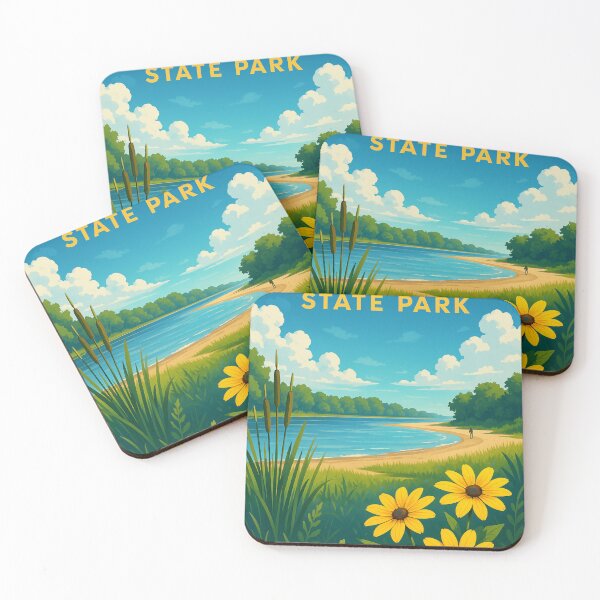 Item preview, Bay City State Park with Yellow Wildflowers and Lake Shore, Michigan designed and sold by Aryabek.