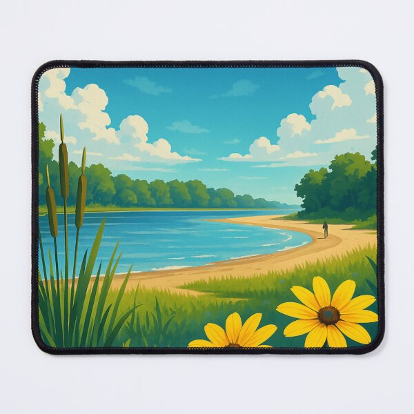Item preview, Bay City State Park with Yellow Wildflowers and Lake Shore, Michigan designed and sold by Aryabek.