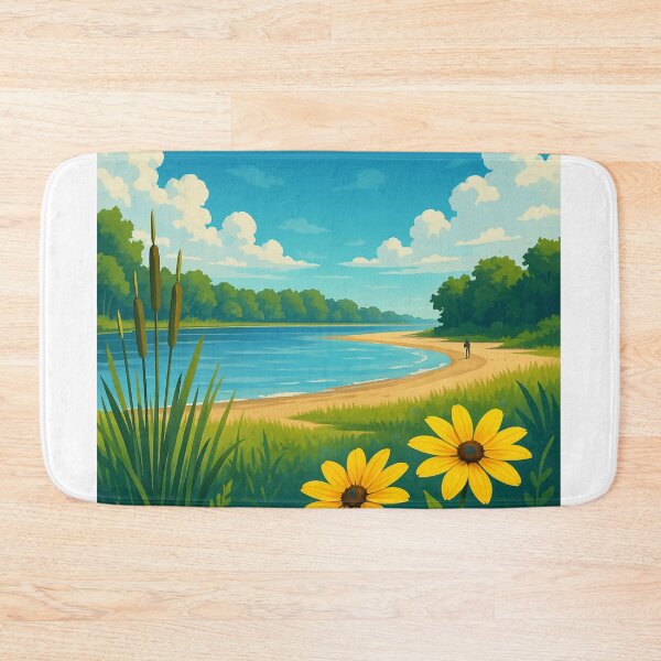 Item preview, Bay City State Park with Yellow Wildflowers and Lake Shore, Michigan designed and sold by Aryabek.